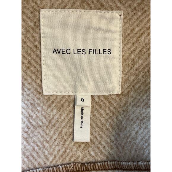 Avec Les Filles Herringbone Shacket Button Front Brown White Womens Small - Picture 10 of 10